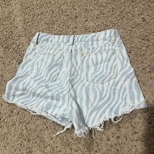 Zebra print denim jean shorts, shein